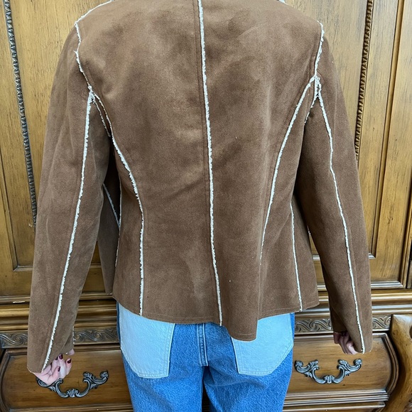 INC- International Concepts Brown Faux Suede Jacket - Picture 3 of 3